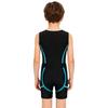 Boys Shiny Contrast Leotard Sleeveless Press Button Crotch Shorts Gymnastics Outfit