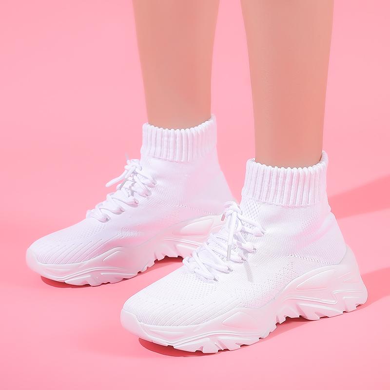 Sexy Sock Boots Knitting Stretch Boots Warm High Heels For Women Fashion Knee High Boots Spring Autumn Women Booties Female