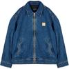 FW24 Solid Color Zipper Collar Long Sleeve Denim Jacket Men Jacket Dark-Wash CV457-COK