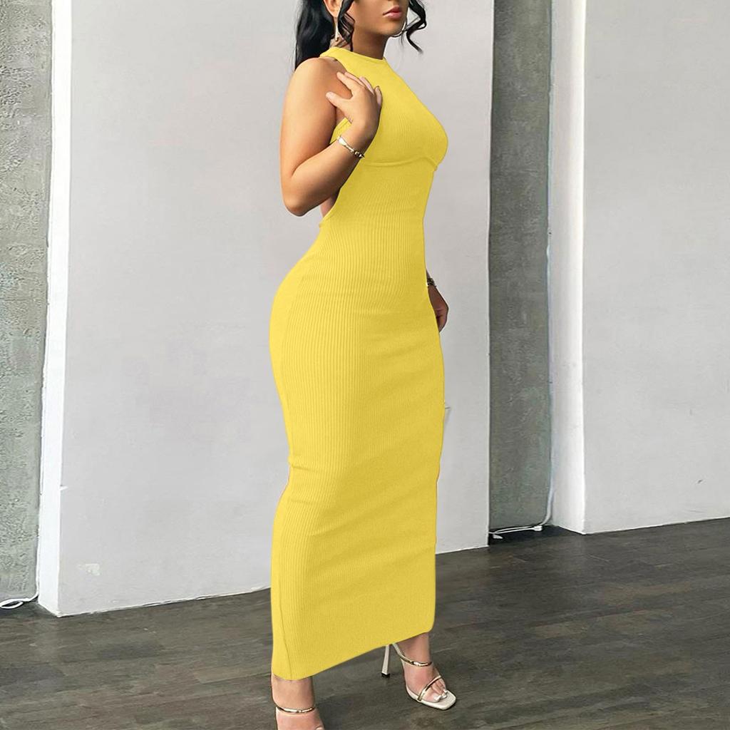 Women's Sexy Bodycon Tank Dress Basic Sleeveless Long Maxi Dresses Party Club Beach Sun Dresses