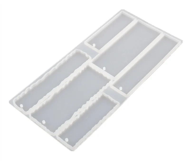 DIY Harz Kristall Epoxid Lesezeichen Anhänger Welle Rechteck Lesezeichen Spiegel Silikonform für UV Epoxid Gussform