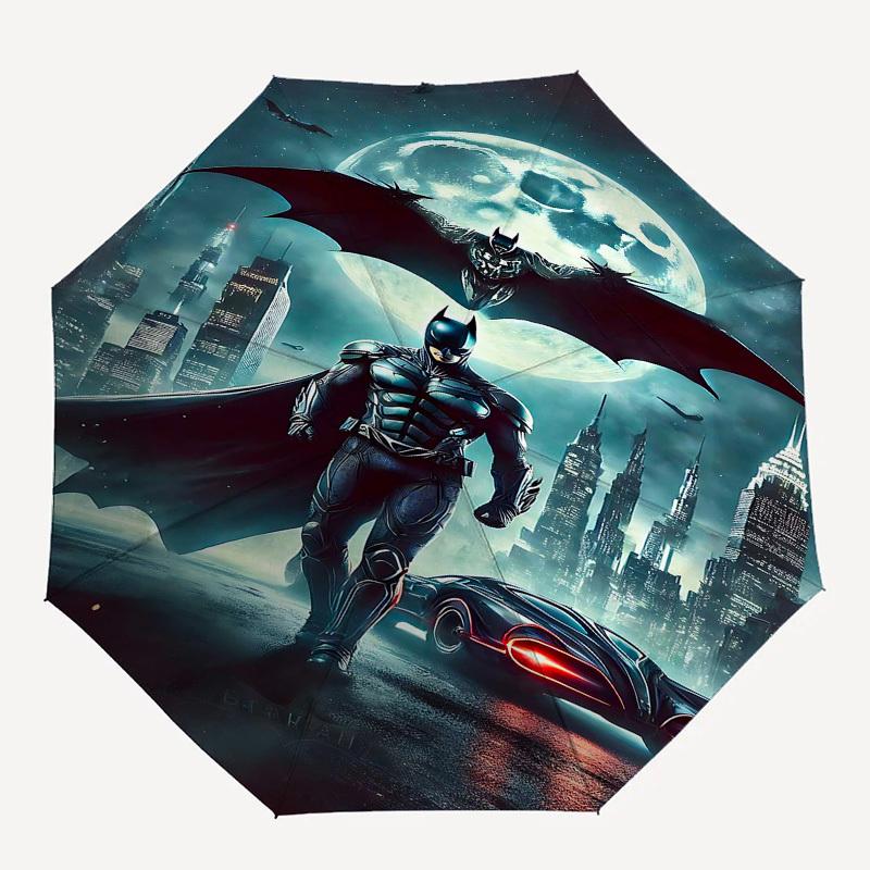 1pc Batman, Batmobile Automatic Folding Umbrella - Compact 8-Rib Design, Durable Plastic & Iron1176L