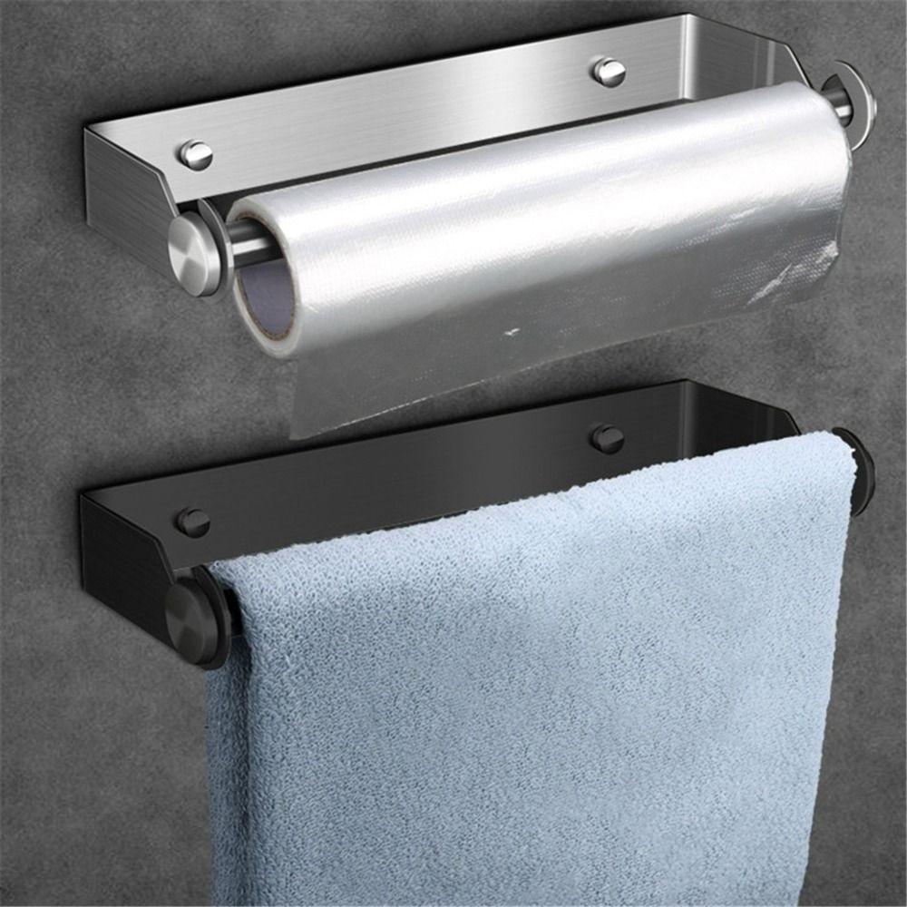 Black/Silver Paper Towel Holder Stainless Steel Paper Roll Hanger Roll Paper Stand  Kitchen