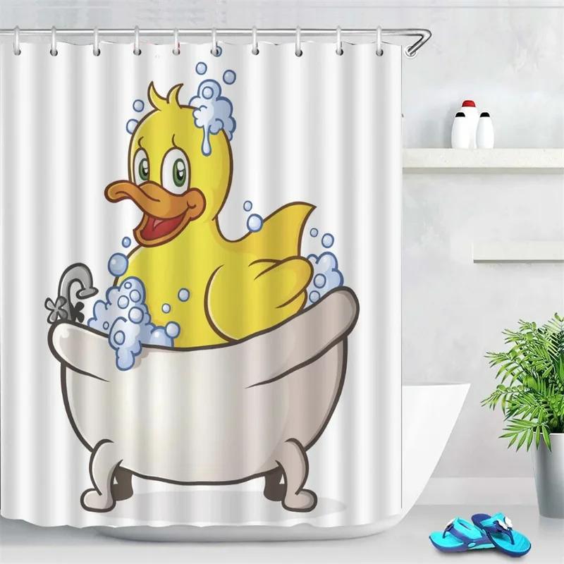 HBU23Anime Cute Duck Printed Shower Curtain Cartoon for Bath Waterproof Bathroom Curtain Durable Bath Screen Bathroom Decor Fu7$