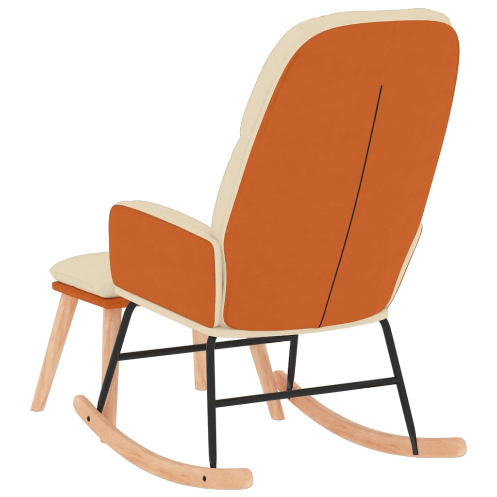 Rocking Chair with Footstool Cream White Fabric