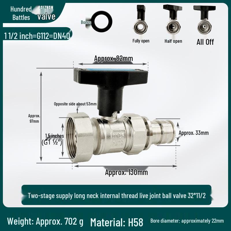 High-Flow Copper Ball Valve with Quick Connect for Fan Coil Units, Dual Thread Male and Female, 1-Inch and 3/4-Inch Options