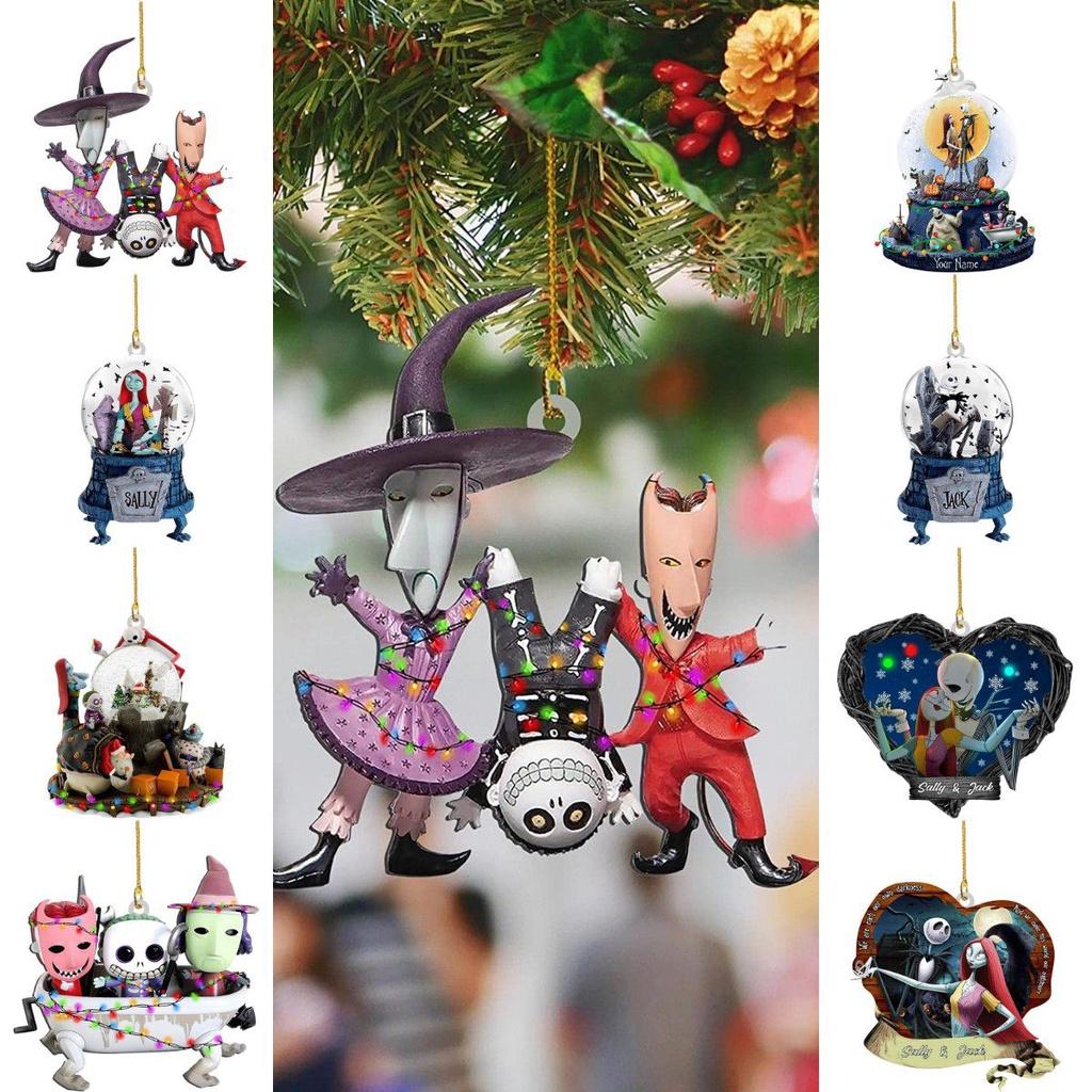 Nightmare Before Christmas Jack Sally Xmas Tree Acrylic Pendant Decoration