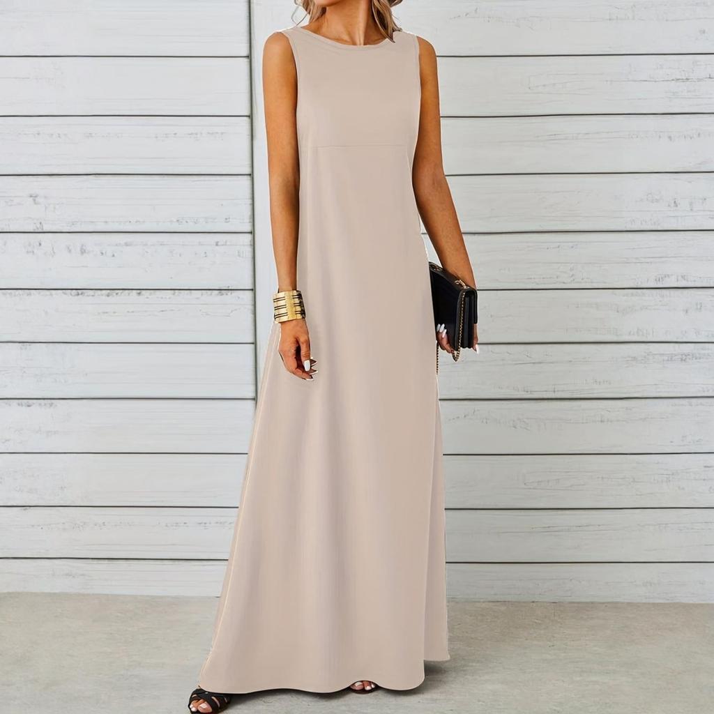 Ladies' Casual Loose Sleeveless Round Neck Vest Dress