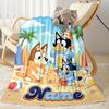 Bluey's Outdoor Fun Customize Your Name Blanket Multi-purpose Personalized Blanket Ultra-Soft Versatile for Bedding Livingroom Seaside Nap