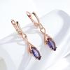 Minimalist Purple Zircon Crossing Pendant Earrings Women Jewelry Wedding Party Accessories