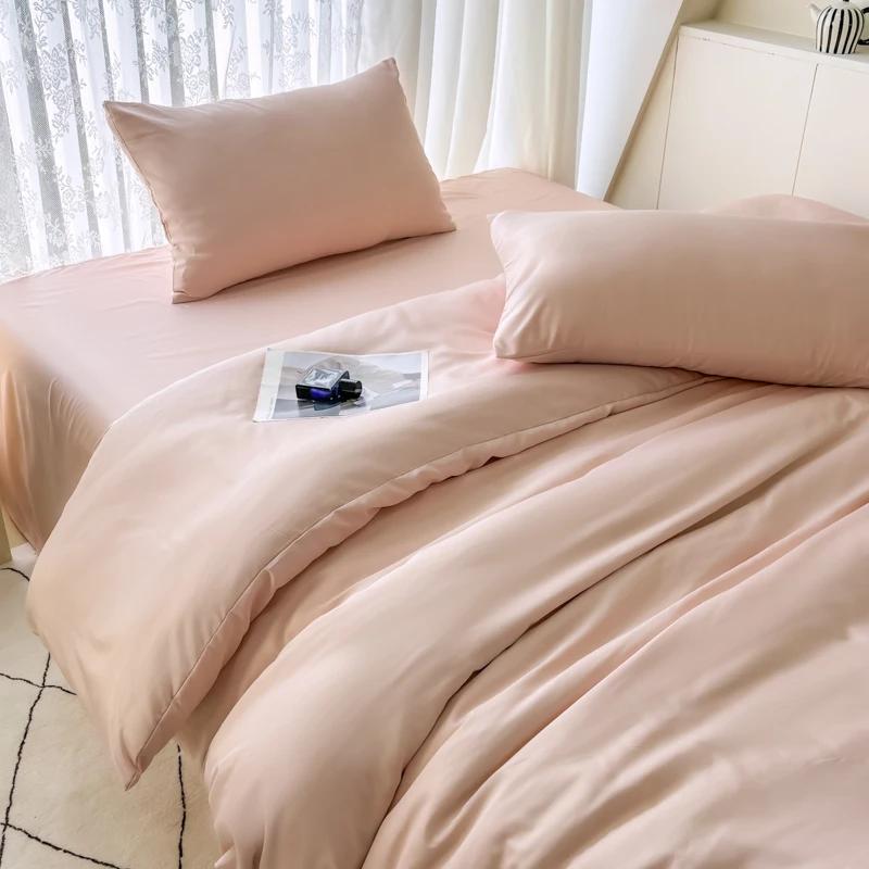 Summer Cool Ice Silk Solid Color Duvet Cover Size Twin/Full/Queen/King