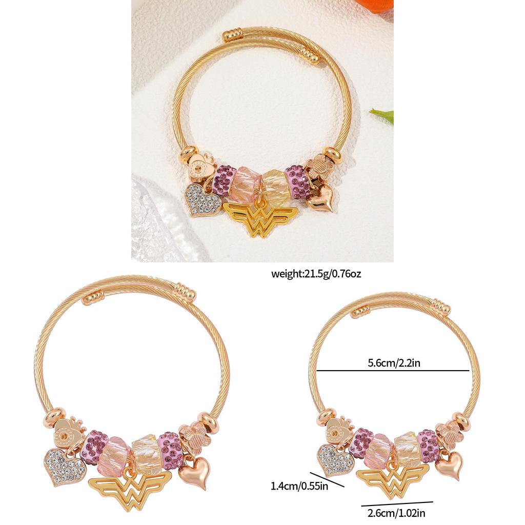 Fashion Alloy Adjustable Couple Bracelet With Heart Pendant For Travel Gift