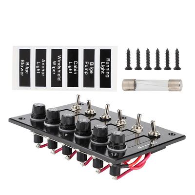 פאנל מתגי נדנדה ON OFF 6 פתחים DC 12V 24V לסירה ימית, קרוואן, רכב פנאי