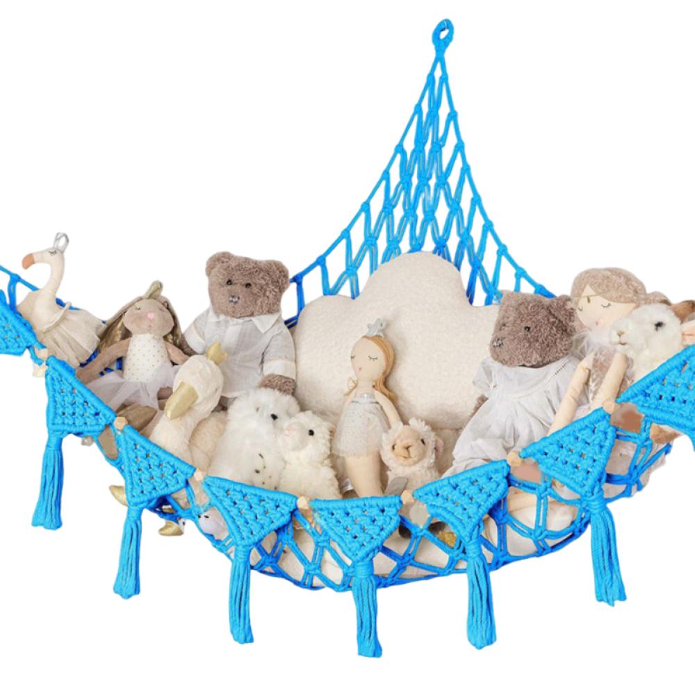 Jumbo Stuffed Animal Hammock Giant Capacity Woven Toy Hammock Storage Net Triangle Macrame Mesh Toy Net Holder Bedroom