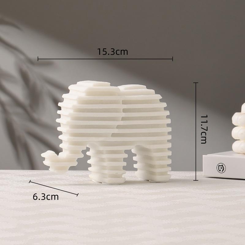 Geometric Pattern Elephant Figurine Simulated Animal Sculpture Resin Handicraft Elephant Sculpture Home Decoration Accessories