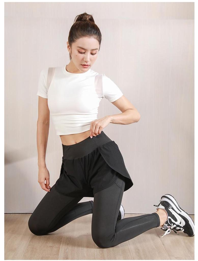 Sport-Leggings zweiteilig mit hoher Taille, schnelltrocknend und mit Taschen