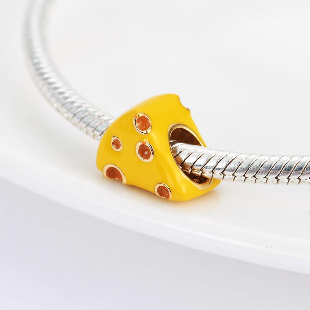 925 Silver Colorful Fruit Birthday Cake Milk Burger Chili Pendant Bead for DIY Women Bracelet Jewelry