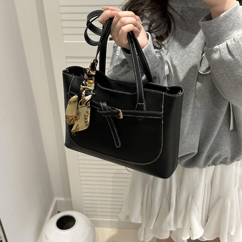Retro Commuter Shoulder Bag  Simple Pu Leather Tote Bag Underarm Bag Female Versatile Large Capacity Handbag