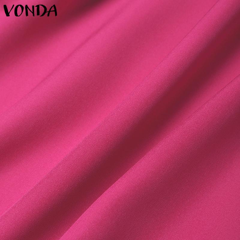 VONDA Womens Summer Fashion Round Neck Puff Long Sleeve Blouse