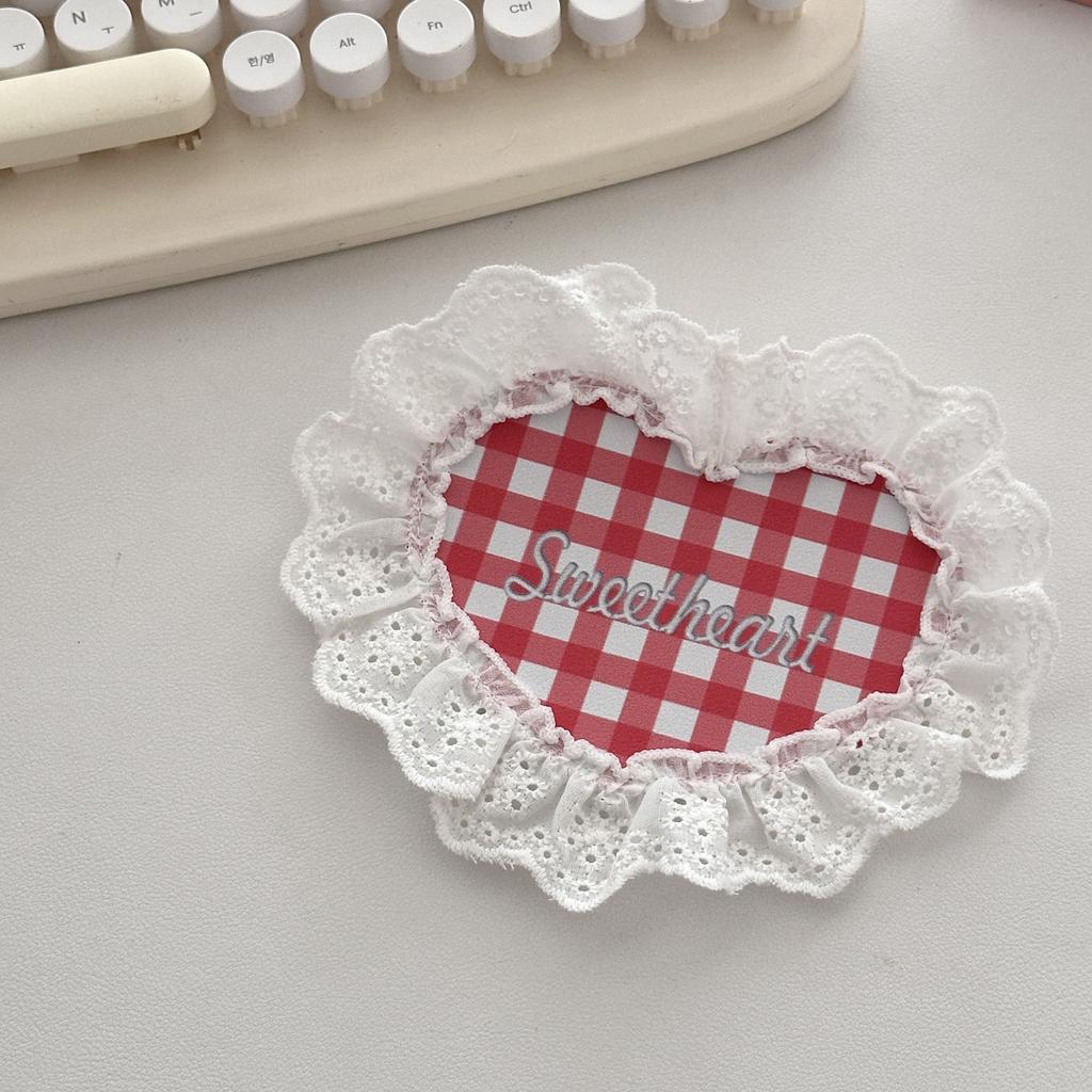 Heart Shaped Lace Coasters Sweetheart Plaid Cup Mats Multi Purpose Drink Coaster Tableware Decoration Kitchens Accessories Gifts