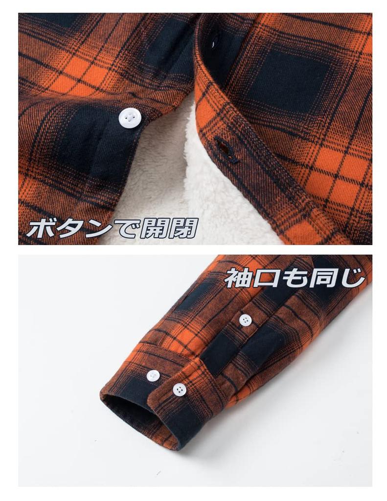 TACVASEN Check Long Winter Soft Casual Chest Walking Size 2XL Men's Sweatshirt, Sleeve, Stretchy, Jacket, Fleece, Travel, Shirt, Pocket, Wear, Orange,