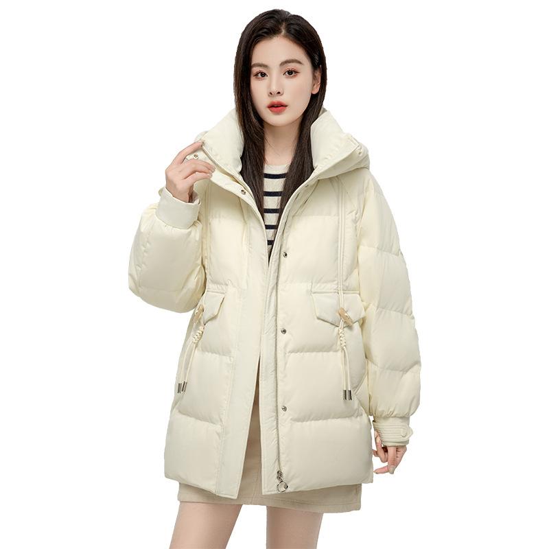 Down jacket women's high-end women's winter clothing short 90 duck down fashion hooded jacket Japanese and Korean style