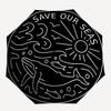 1pc Save Our Seas Sticker Automatic Open/Close Umbrella - Portable Collapsible Umbrella with 8-Rib Stability, Fashion Lovers Yy251017083