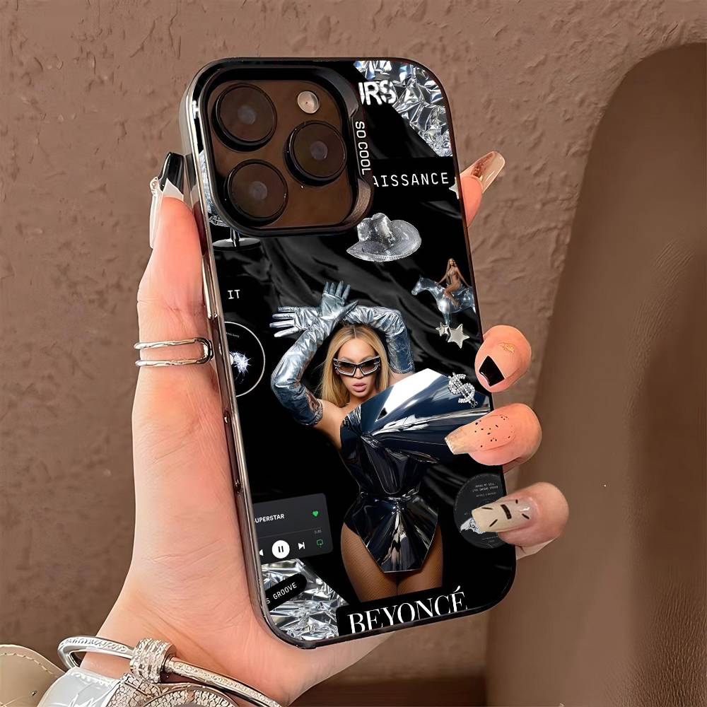 Singer B-Beyonce phone case for iPhone 17 17Air 16 15 14 13 12 11 Pro Max Plus Colorful Silver