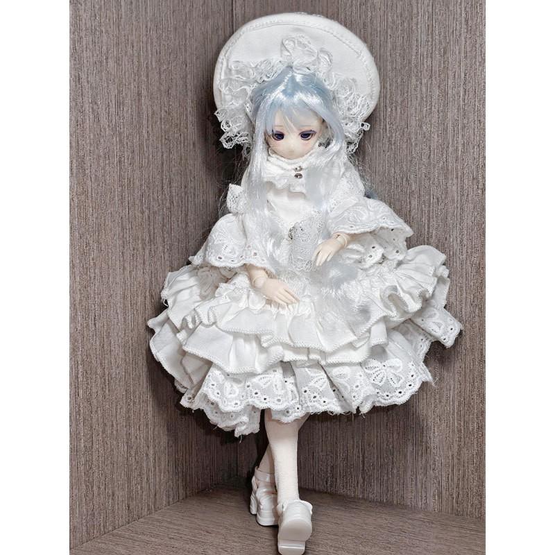6-inch BJD Doll Outfit Set White Princess Dress Azone OB22 Obitsu Custom Dolls