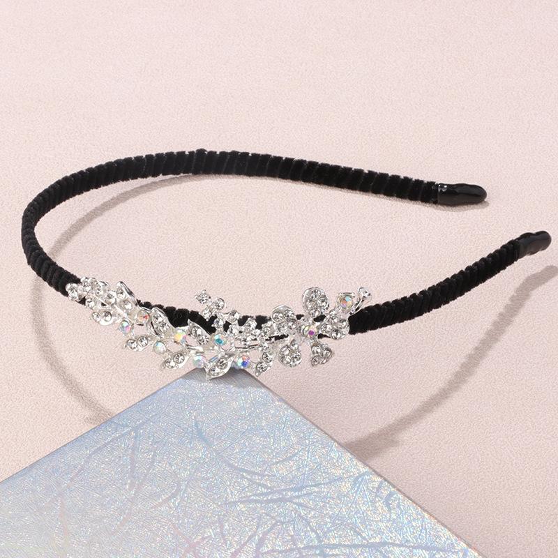 Crystal Alloy Flower Hairband, Anti-slip Headband Hairpin, Bridal Headpiece