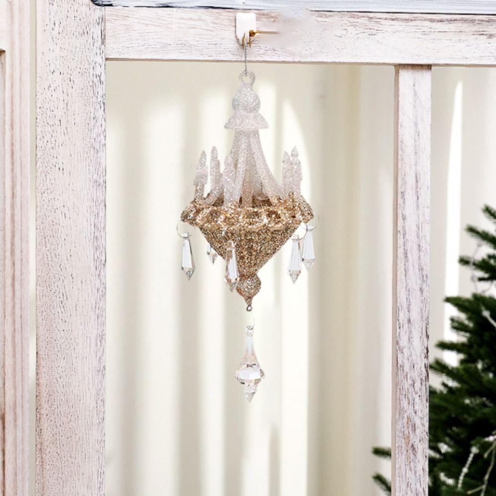 Acrylic Christmas Crystal Chandelier Pendant Glitter Realistic Christmas Tree Ornaments Decorative Xmas Tree Hanging Decorations