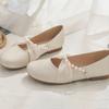 Fashion Low Heel Elegant Shoes for Women Round Toe Woman Flats Pearl Spring Wholesale Dress Young on Offer Summer 2025 Casual Y2k Slip