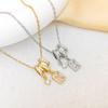 Shiny Tassel Square Pendant Titanium Necklace with Zirconia Clavicle Chain – High-End Niche Design