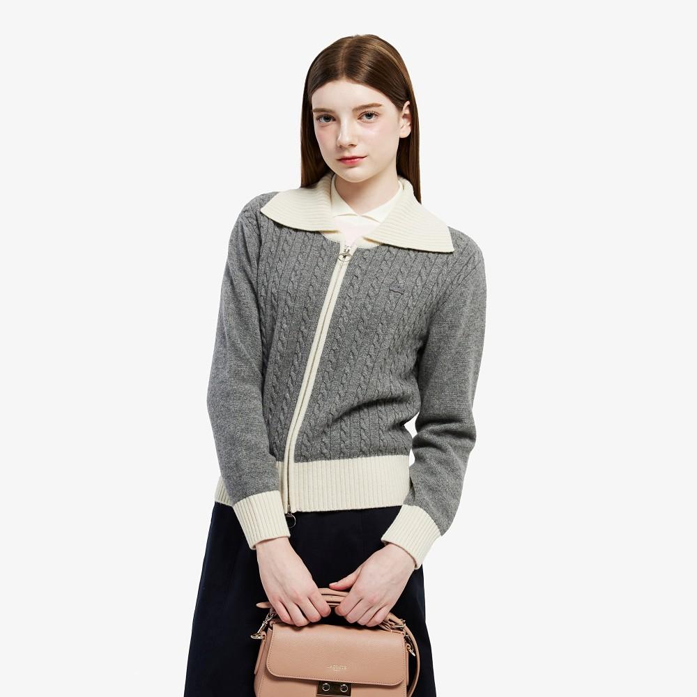 Lacoste Women's Cable Zip-Up Cardigan AF420E-55NHDE
