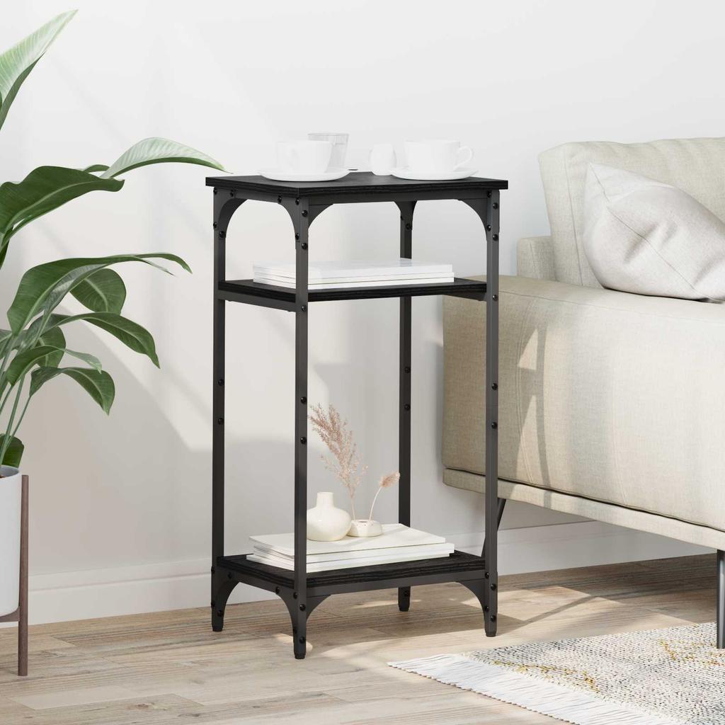 Side Table with Shelf Black Oak Effect 40 X 30 X 75 Cm