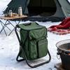 Tragbarer Klapphocker mit Kühler-Rucksack, Robuster zusammenklappbarer Outdoor-Sitzhocker, Leichtgewicht für Angeln, Jagd, Camping, Reisen 3-in-1