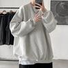 Fleece tröja för män Lös solid rund hals Långärmad Varm Mjuk Unisex Casual Enkel Stil Par Topp Harajuku Crewneck Hoodie