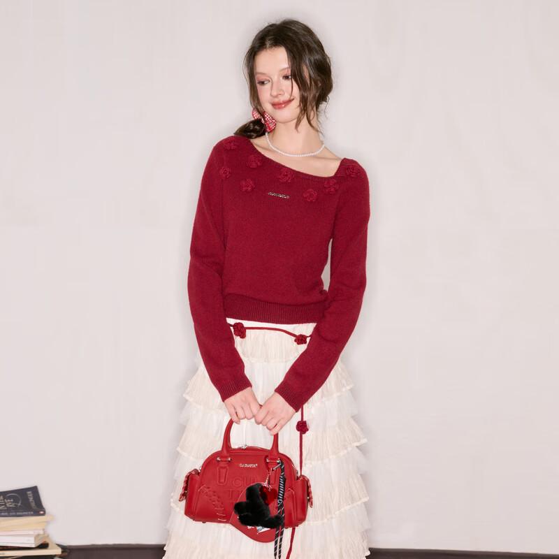 

Триколорный вязаный топ с открытыми плечами и сладким цветочным принтом L