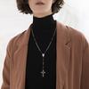 Damen Kreuz Rosenkranz Halskette, Maria mit Kreuz Anhänger, Schwarz Gold Farbe Edelstahl Christus Jesus Gebet Kirche Schmuck