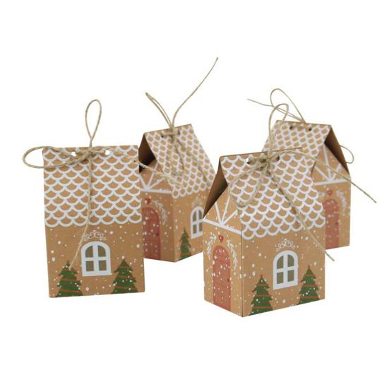 24 Pcs Christmas Cottage Gift Box 3D Pop Up House Shaped Gift Box Paper Treat Box for Holiday Party Favors Cookie Candy Packaging