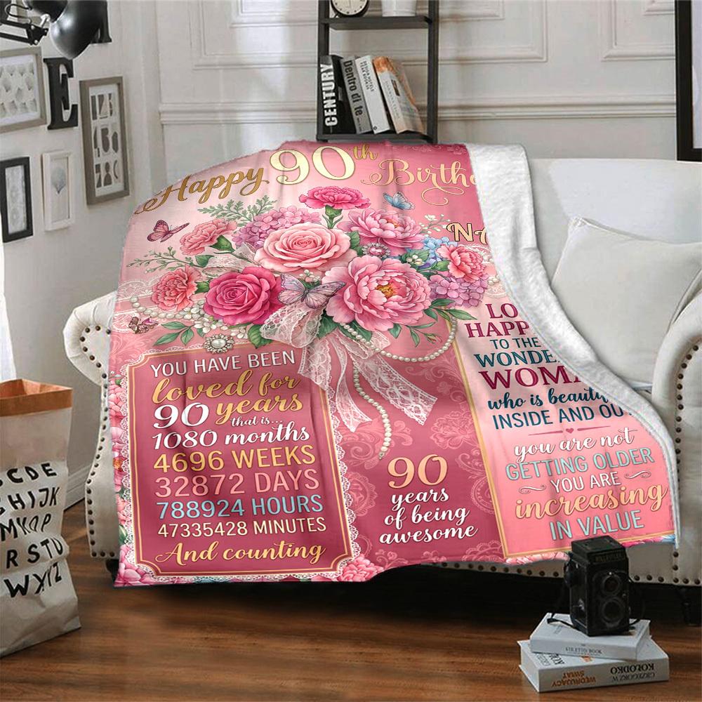 90Th Birthday Celebration Personalized Name Blankets Soft And Comfortable Against The Skin Naps And The Office A Wonderful Gift For Friends Family And