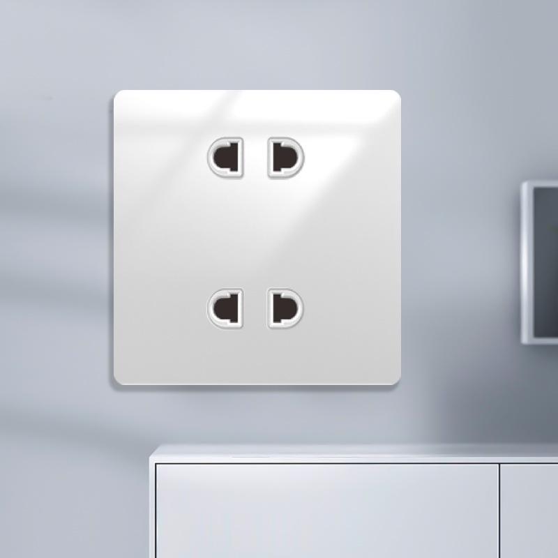 Huihuang Grå Herdet Glass Speil 1-Gangs 5-Hulls Bryter Stikkontakt Panel 86-Type Vegginnfelt.