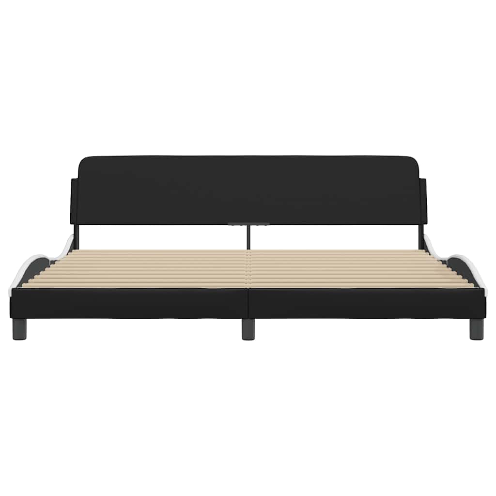 Dover  Bed Frame Black and White 200x200 cm Faux Leather