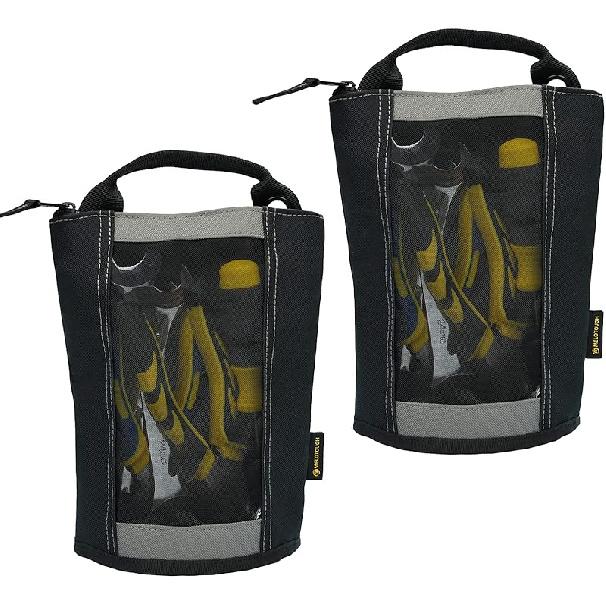 MELOTOUGH Fastener Bag Small Zip Tool Pouch Canvas Utility Zipper Tool Bag with Heavy Duty Mesh Window,Carabiner Clip (4 pack) Grey color