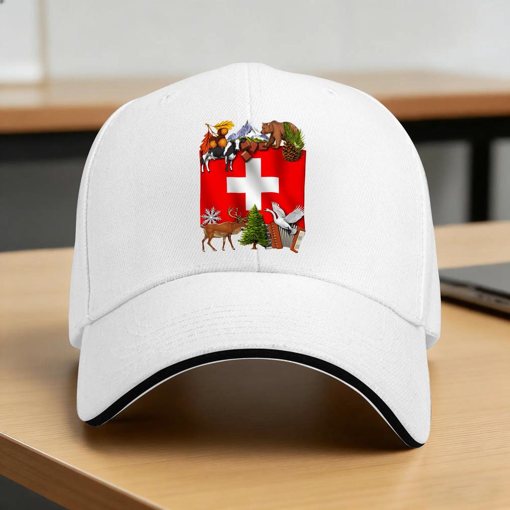 Schweiz Schweizer Flagge Sonne Baseballkappe Frühling Unisex Unisex Design Hip Hop Hüte Sonnenschutz Street Style Kpop Rock Snapback Kappe