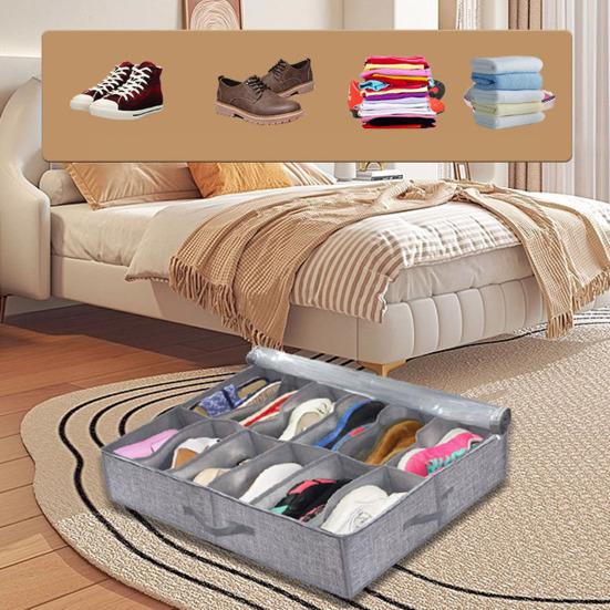 Shoes Storage Bag Collapsible Shoe Boot Container with Handles Large Capacity Multiple Compartments Foldable Design Shoes Organizer