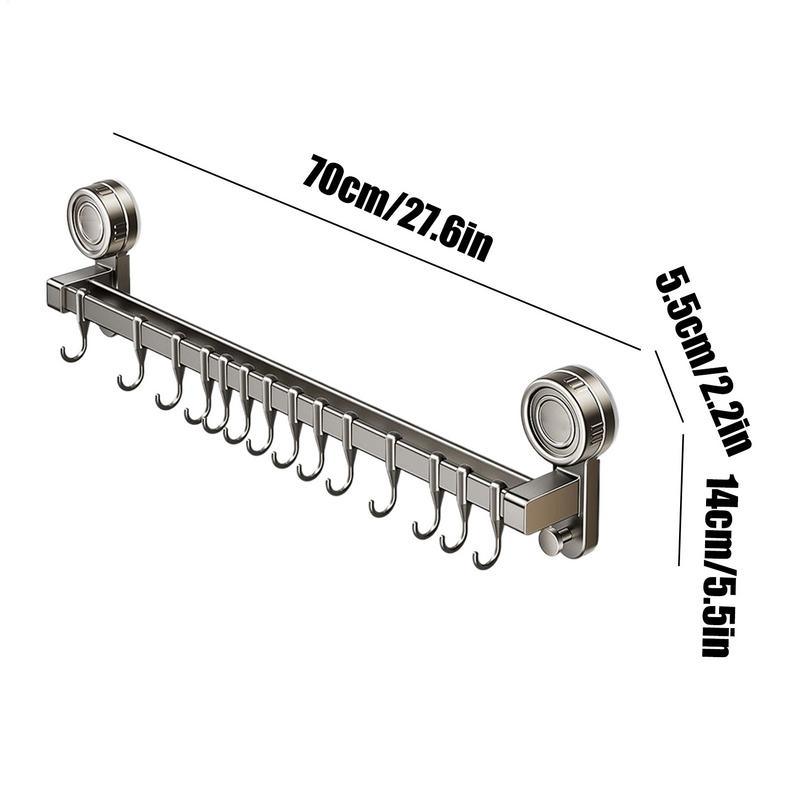 Kitchen Hooks Utensil Rack With Hooks Organizer Suction Cup Shelf Heavy Duty No Drill Holder Removable For Bathroom Closet