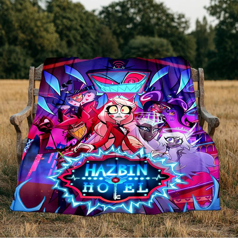 Vibrant Devilish Hazbin Blanket Flannel Throw for Sofa, Indoor, Camping, Living Room, Office, Chair, And Bed Soft Birthday Gift