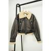 Winter Women's Street Wear Sheepskin Fur Bomber Jacket with Belt Motorcycle Thick Warm Sheepskin Overcoat Jacket