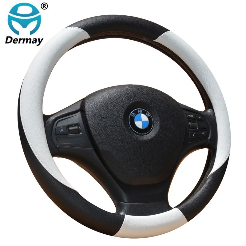 

DERMAY 4 Colors New Car Steering Wheel Cover Micro Fiber Leather fit Outer Diam 14-15 for 96% Cars Free